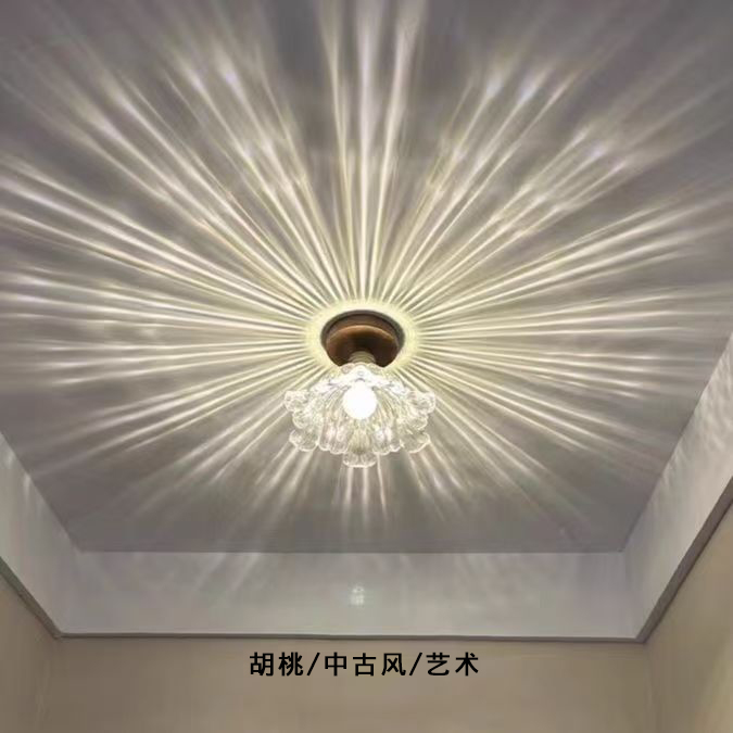 中古风简约黄铜玻璃吸顶灯