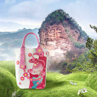 天水文创 守绘人原创天水麦积山文化卡通可爱帆布包【花语飞天】