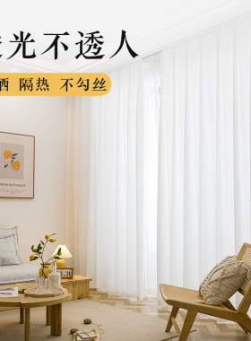 窗纱防晒2024白色镜面纱帘幻影纱透光不透人窗帘垂感梦幻轻奢纱帘
