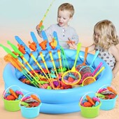 儿童钓鱼玩具泳池游乐场公园男女孩戏水磁性小黄鸭多款 鱼玩具套装