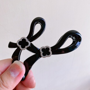 四叶草水钻发夹新款竖夹香蕉夹扎高马尾的发饰高级感抓夹韩国新款