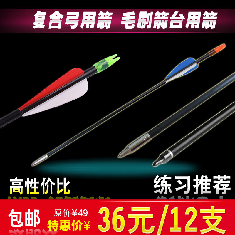 复合弓弓箭箭支射击玻纤箭杆反曲弓箭头毛刷箭台箭支箭矢12支一组