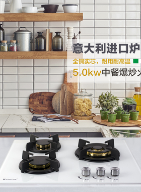 COOTAW JZT-C-G3三眼燃气灶白色定时灶多眼欧式家用煤气炉嵌入式