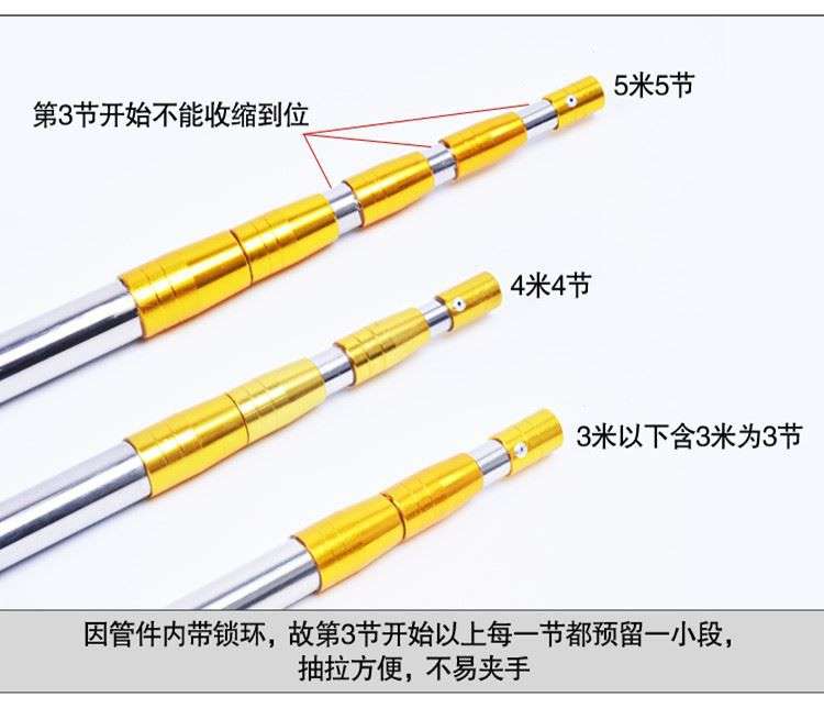 需要用券加长超长杆10米伸缩不锈钢裸竿抄网