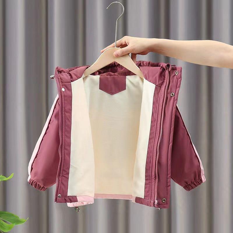 女童秋冬加绒冲锋衣夹棉风衣小童10岁公主外套冬天女宝宝童装时尚