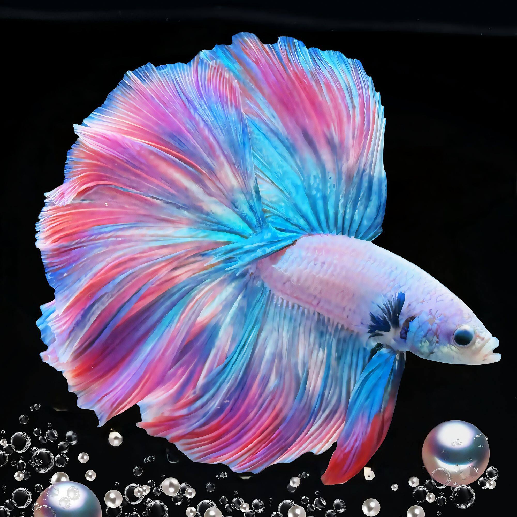 泰国赛级斗鱼仙女桌面热带婚纱半月纯白好养宠物耐活热带鱼观赏鱼