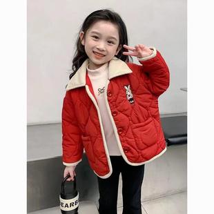 女童夹棉外套春秋儿童装棉服女宝宝小童衣服早冬帅气穿的冬天6个
