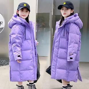 女童过膝加厚中大童韩版冬季羽绒服女款卡通粉色轻薄正品超好看衣