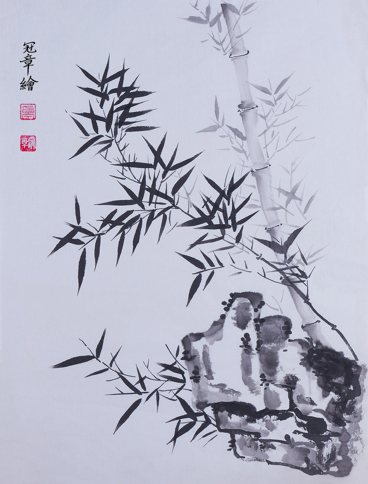 纯手绘竹子图挂画国画写意画花鸟水墨画字画条幅书房客厅艺术装饰