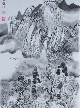 字画山水画卧室国画风景纯手绘