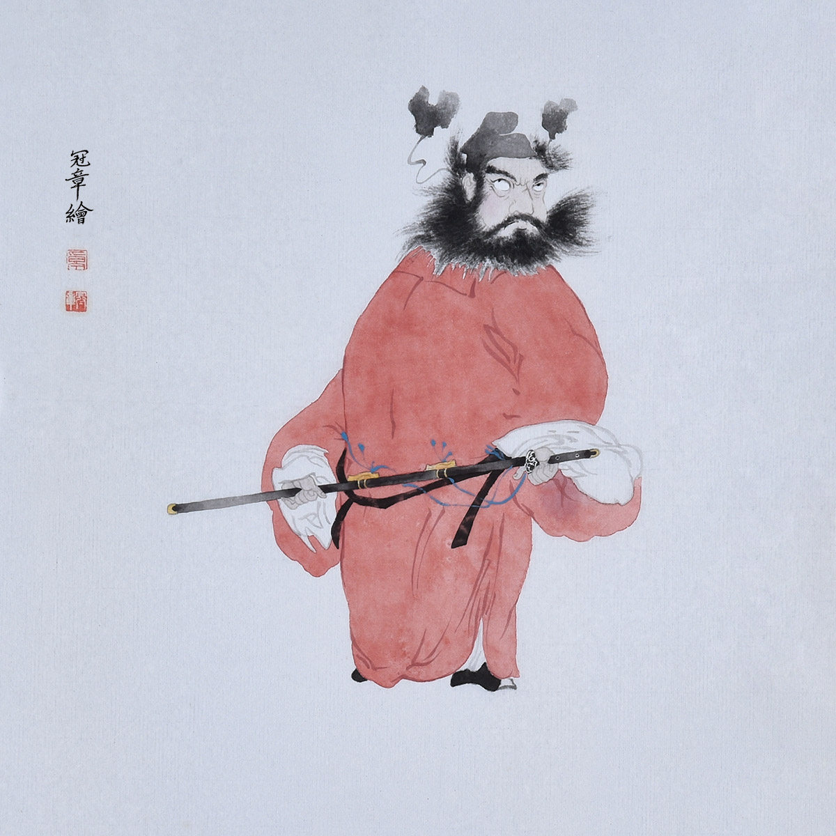 纯手绘国画绘画没骨画人物风水钟馗画像定制客厅中堂新中式装饰画