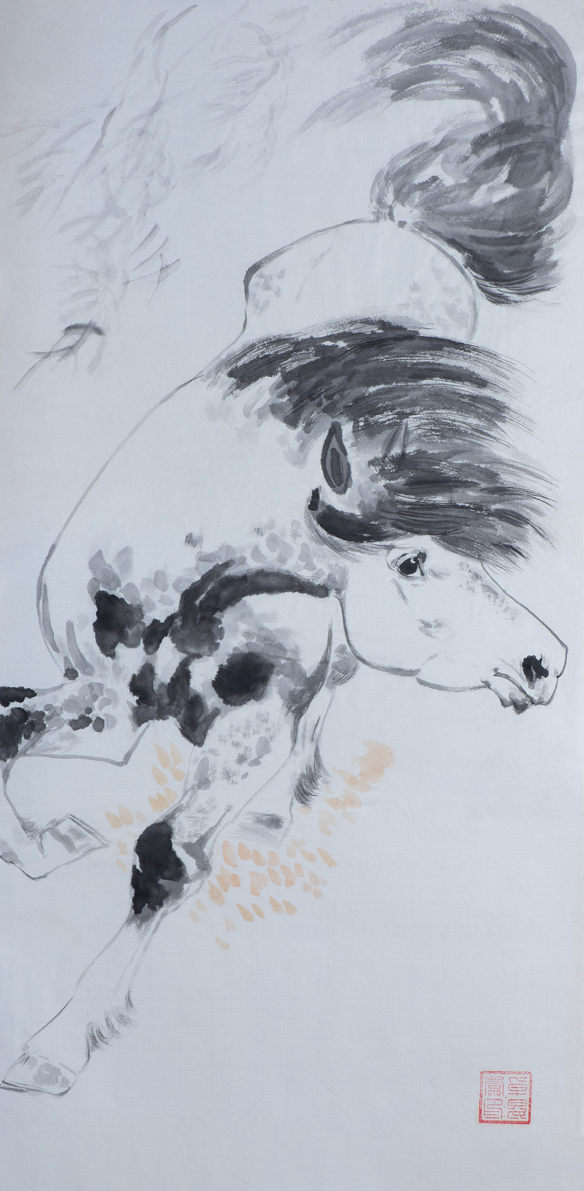 新中式书画纯手绘国画写意画水墨奔马骏马图字画条幅餐厅书房装饰