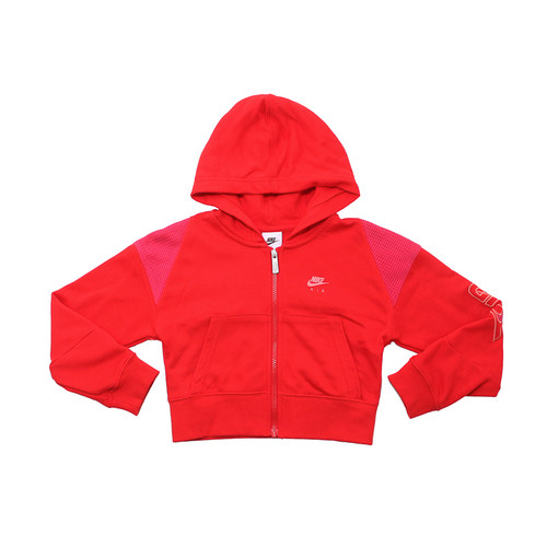 NIKE耐克青少年女童连帽保暖短款运动休闲开衫茄克卫衣DM8386-657