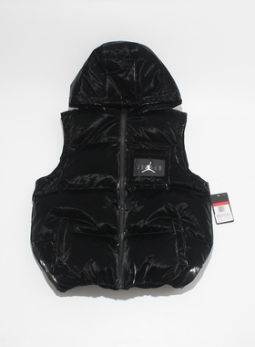 NIKE耐克潮流休闲青少年JORDAN连帽保暖羽绒马甲运动背心FZ7639