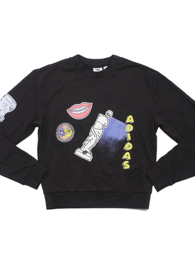 阿迪达斯套头衫女装ADIDAS三叶草潮流休闲圆领保暖运动卫衣GN4376