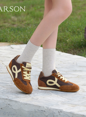 哈森休闲德训鞋内增高舒适简约百搭运动女鞋2025秋新款HWCL250107