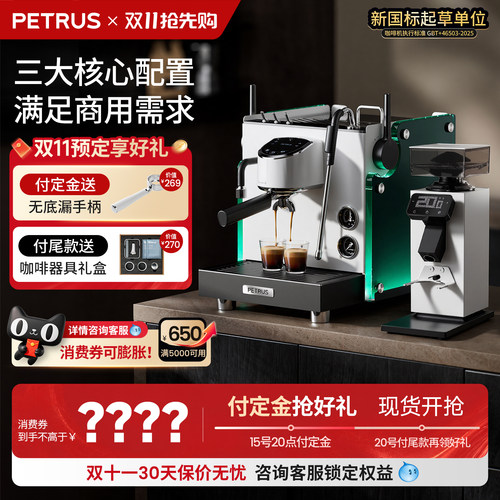 柏翠半自动商用咖啡机PE3922max流霞旋转泵双锅炉家用小型