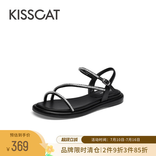KISSCAT接吻猫条带时装凉鞋女