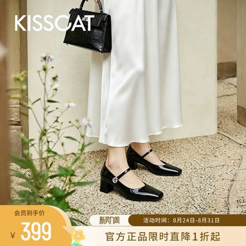 KISSCAT接吻猫一字带玛丽珍鞋女