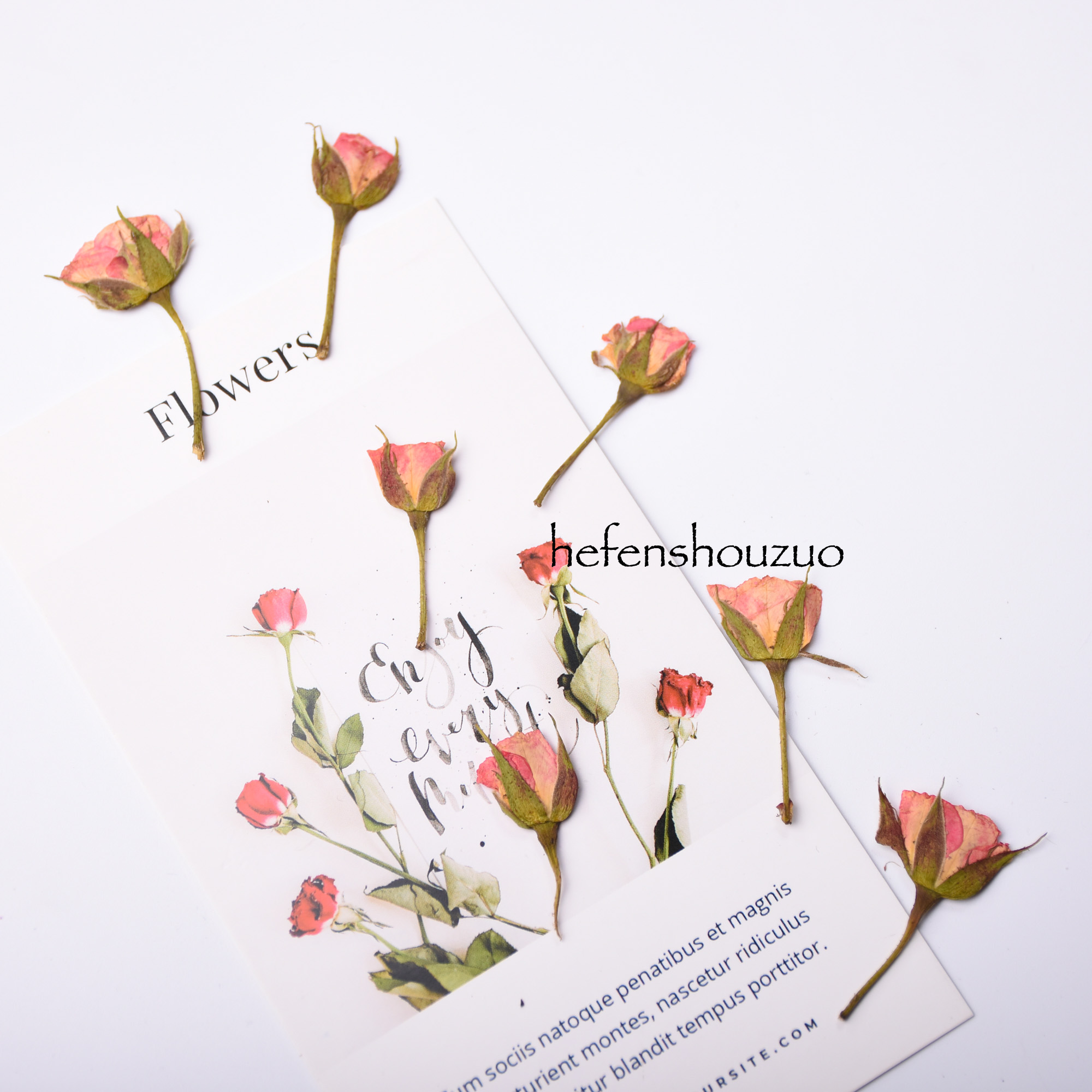 带枝侧压押花uv胶饰品相框玫瑰