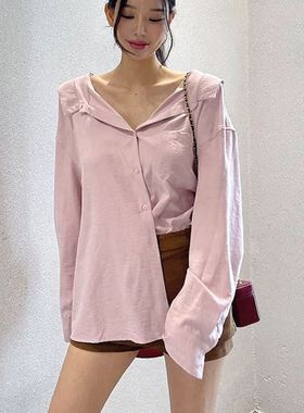 六0923韩国正品10516 衬衫区修身休闲学院直邮大气人气街头秋季