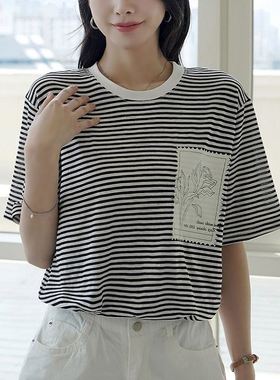 六0719韩国正品81768 T恤区街头夏款时尚新款气质直邮知性甜美