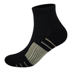 积仑压缩短筒袜黑色棉运动袜马拉松运动袜子长跑健身跑步袜压力袜