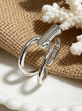 银马蹄扣开口戒指5406