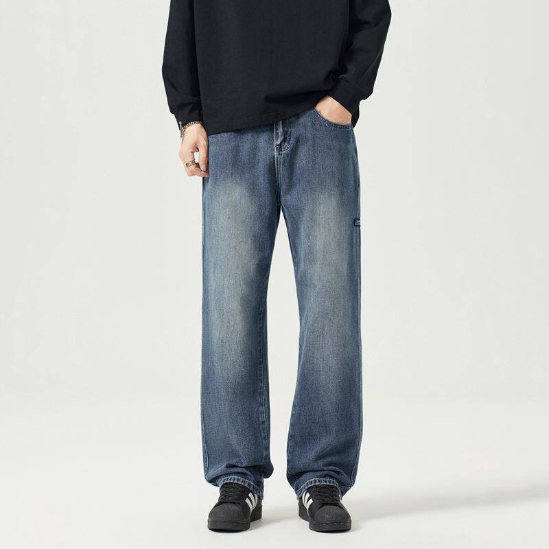 JHEPAN 2026春秋季新款美式宽松直筒高街阔腿百搭复古牛仔裤长裤