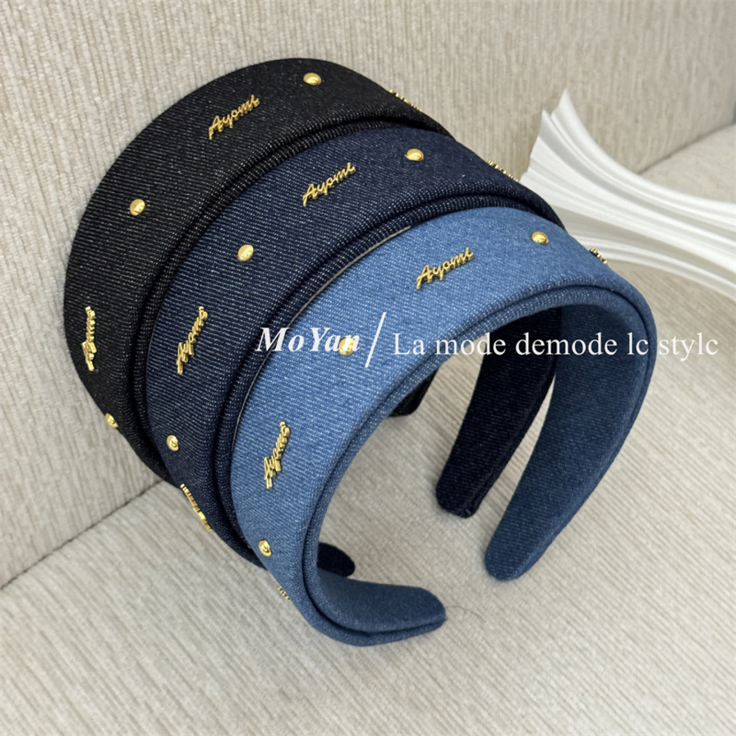 韩版重工牛仔发箍2635