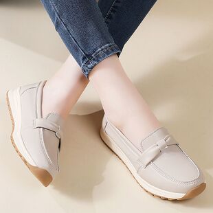 大码一脚蹬休闲不累脚女单鞋夏季新款百搭厚底防滑妈妈鞋