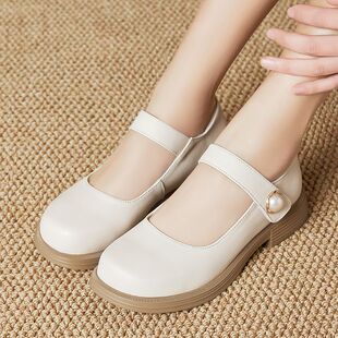 女士真皮单鞋 女单皮鞋 头层牛皮低跟女单鞋 玛丽珍鞋 工作学生鞋 春季