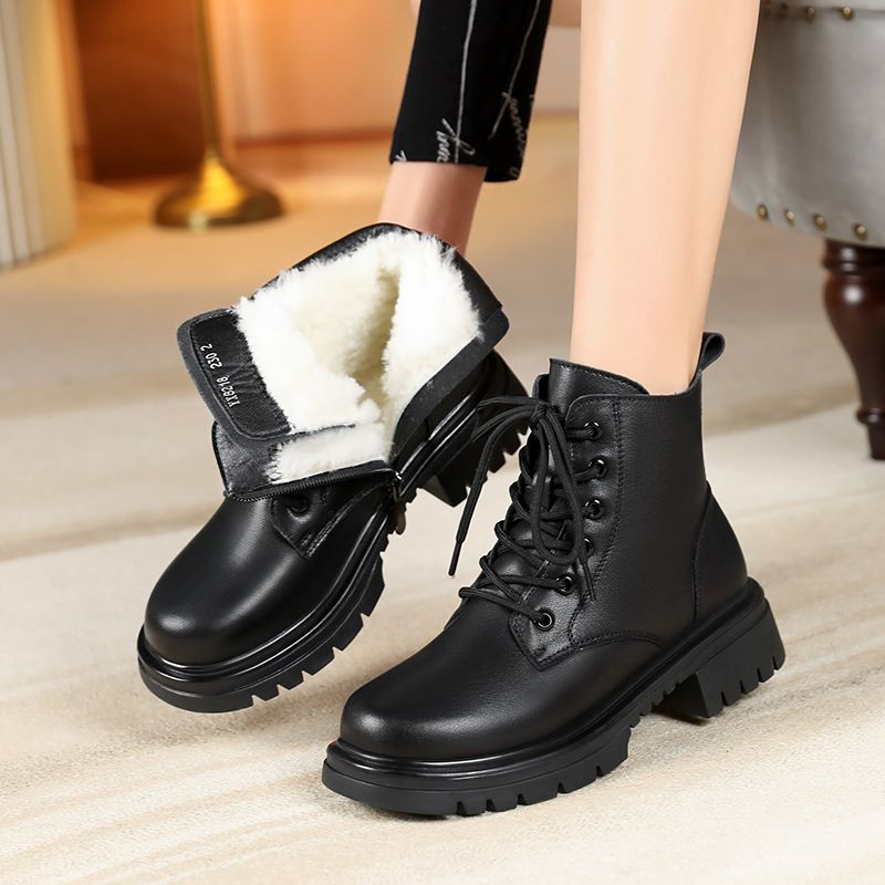 厚底马丁靴女款冬季加绒加厚羊毛