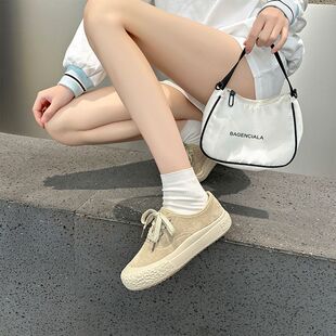 头层牛皮真皮休闲鞋女款单鞋橡胶底复古纯色皮英伦风小白鞋女