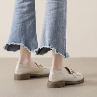 英伦风小皮鞋 女春百搭圆头一脚蹬软底单鞋 厚底乐福鞋