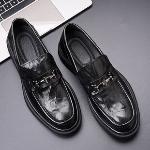 正装 透气防滑男鞋 真皮厚底乐福鞋 春季 商务休闲皮鞋 男式 男款 新款