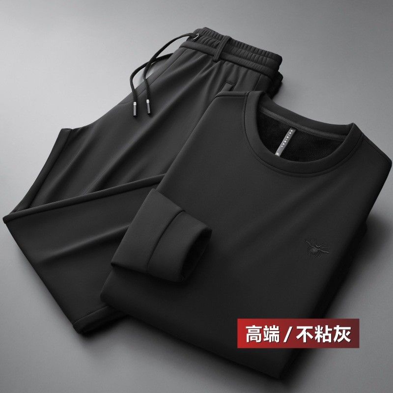 纯色休闲套装男士春季圆领套头宽松两件套秋冬款男装工作服套装82