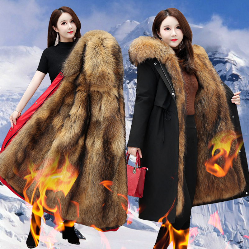 派克服女2025冬新仿狐狸毛可拆卸