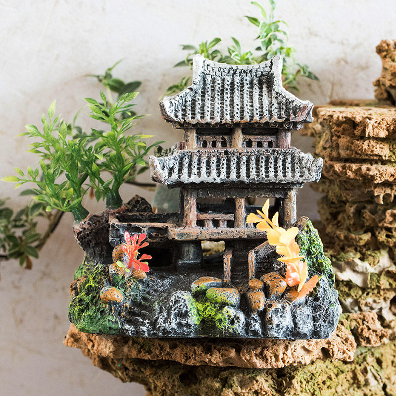 仿真树脂塑料房屋小茅屋创意迷你小房子吸水石盆景装饰小摆件配件