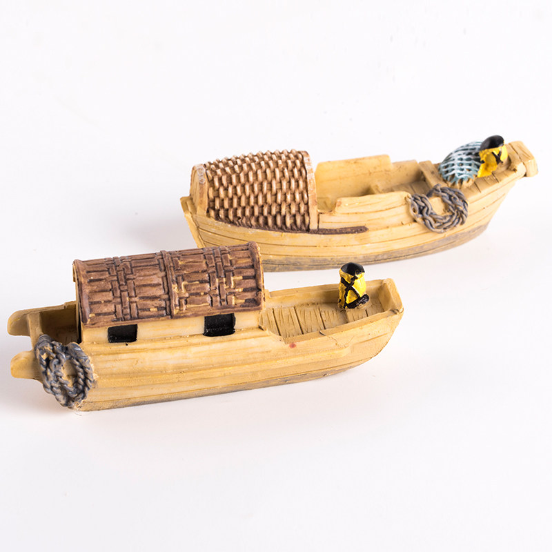 小型盆景上水石假山吸水石多肉艺术陶瓷船只小船竹排竹筏摆件配件