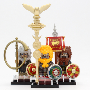 粤睿智达中古罗马系列N826-828兽头号手旗手小颗粒积木人仔袋装