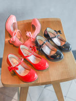Girls' high heels, children's leather shoes, little princess single shoes, red little girl performance catwalk, princess shoes, children's shoes thumbnail 7