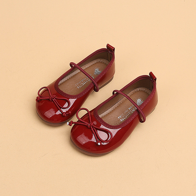 女童小皮鞋儿童蝴蝶结公主鞋2026春季新款女宝舞蹈单鞋软底豆豆鞋 — 5