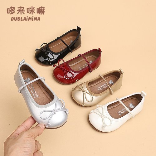 女童小皮鞋儿童蝴蝶结公主鞋