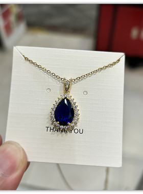 轻奢蓝色水滴钛钢锁骨链