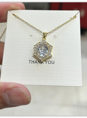 超闪金色六边形镶钻锁骨链女款