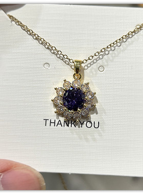 设计师款太阳花紫锆石锁骨链