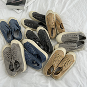 一脚蹬饼干鞋 软底女鞋 单鞋 韩国新款 水洗板鞋 女款 懒人平底鞋 帆布鞋