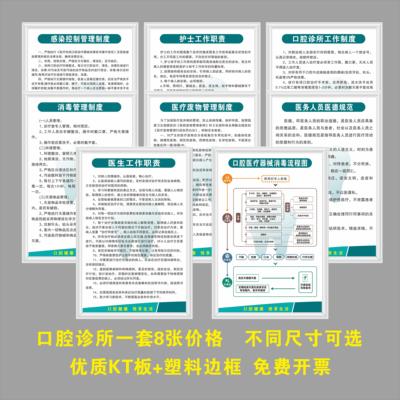 口腔诊所规章制度一套8张上墙标语牌KT板验收资质检查职责看板