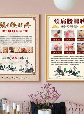 颈肩腰腿疼海报挂图中医养生馆背景墙壁装饰画艾灸推拿拔罐宣传画